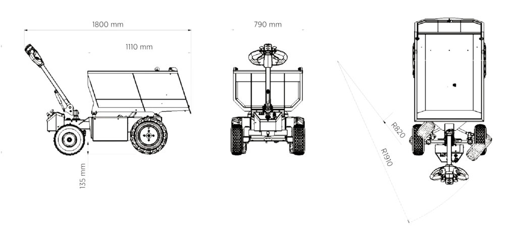 Transporteur electrique JM700L dimensions